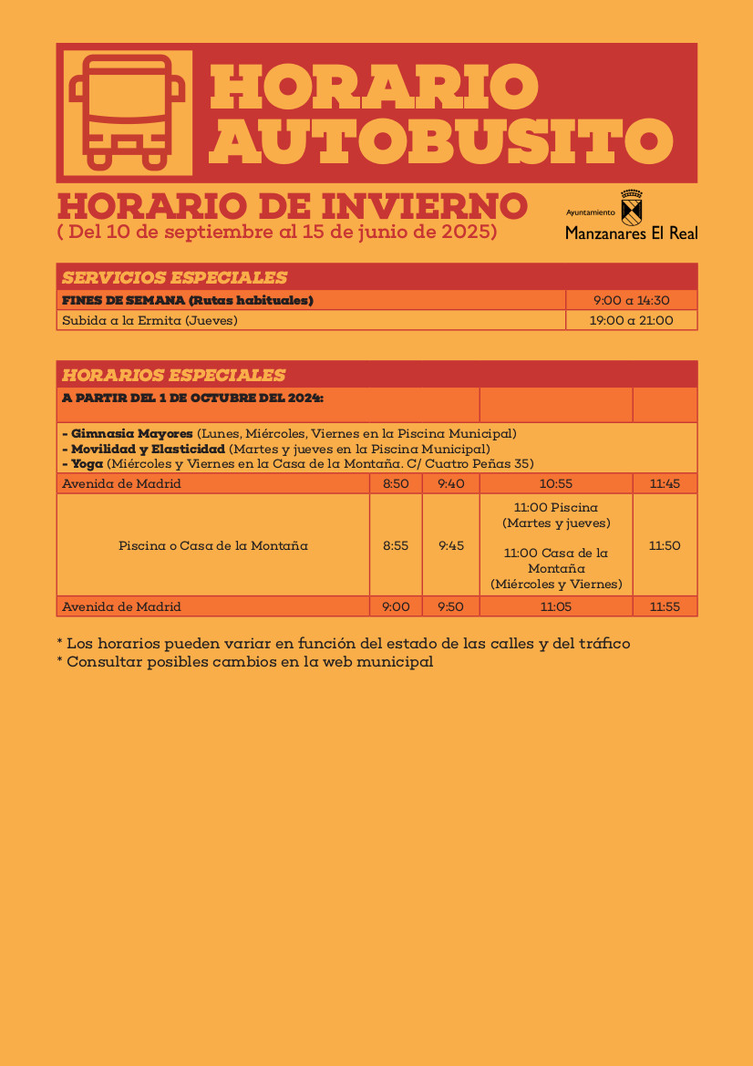 HORARIO AUTOBUSITO INVIERNO ESPECIALES 2024-25