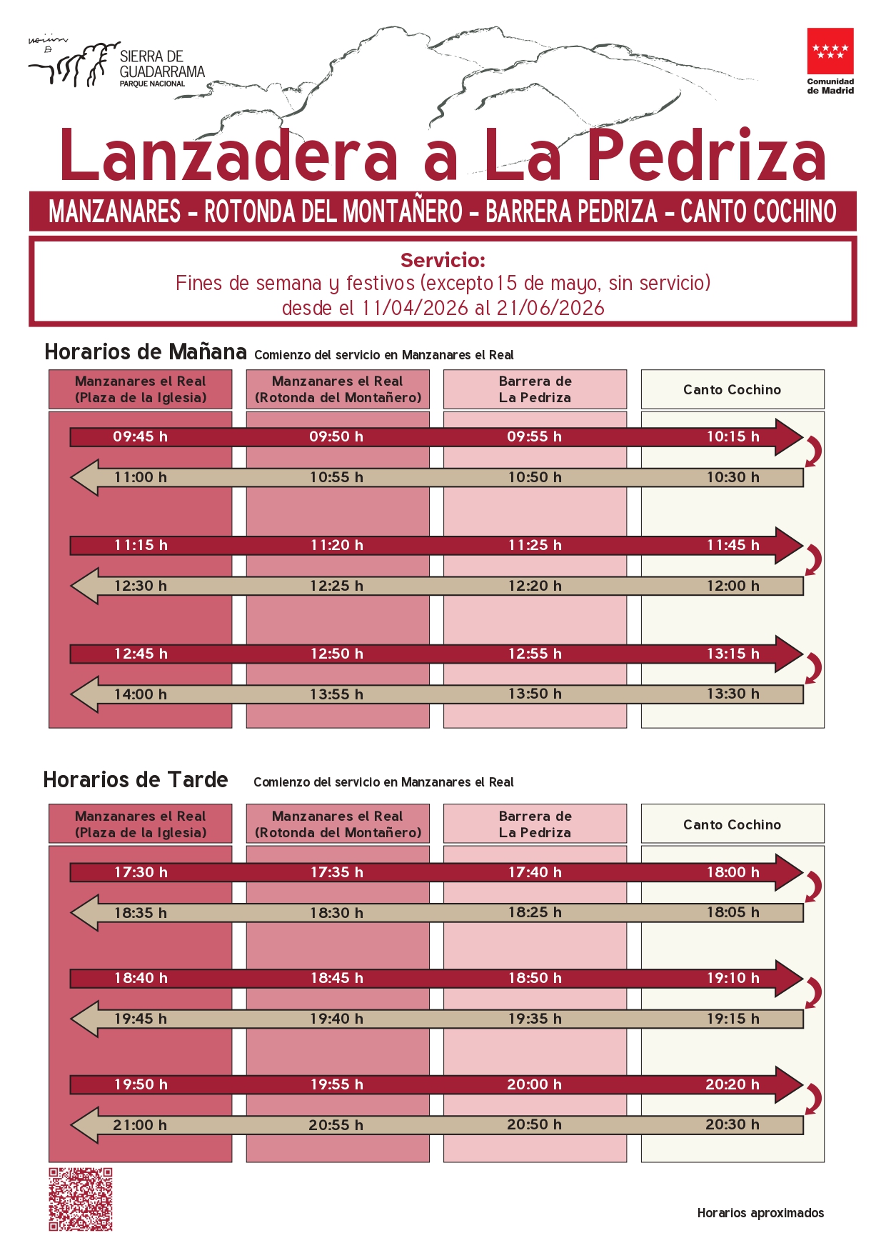 HORARIOS LANZANDERA 2026